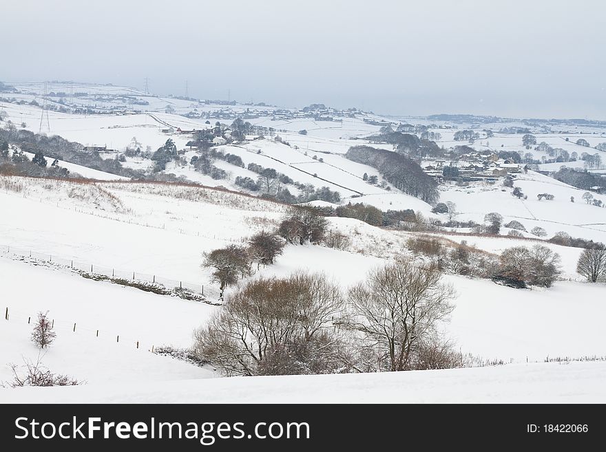 Snowing in the countryside beautiful snow landscape