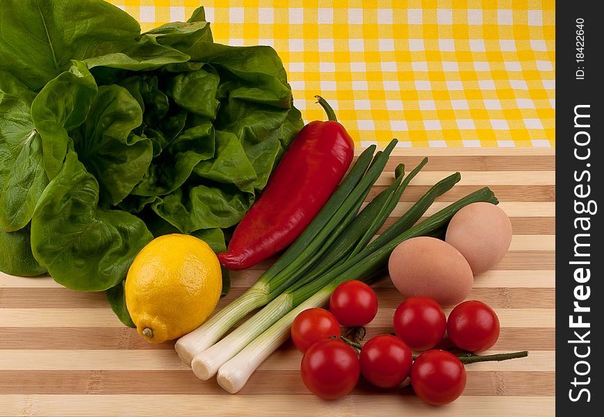 Fresh Vegetables On Wooden Tray