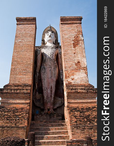 Buddha in wat mahatat sukhothai history park in thailand. Buddha in wat mahatat sukhothai history park in thailand