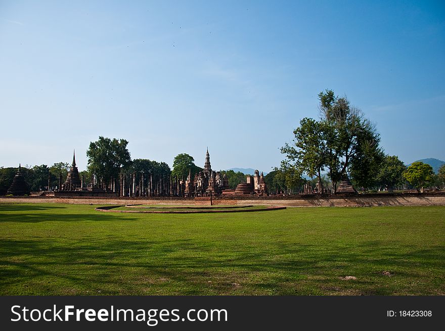 Wat mahatat sukhothai history park in thailand