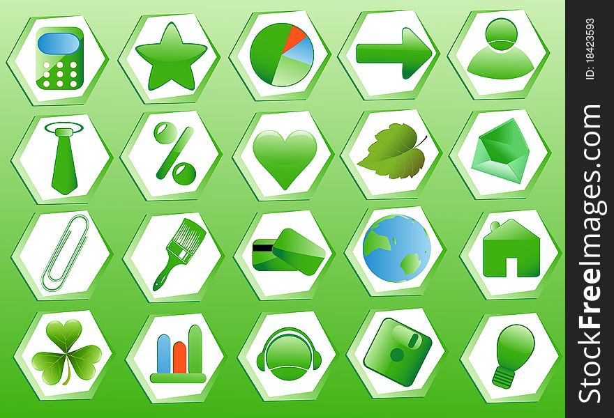 Set green icons  illustration