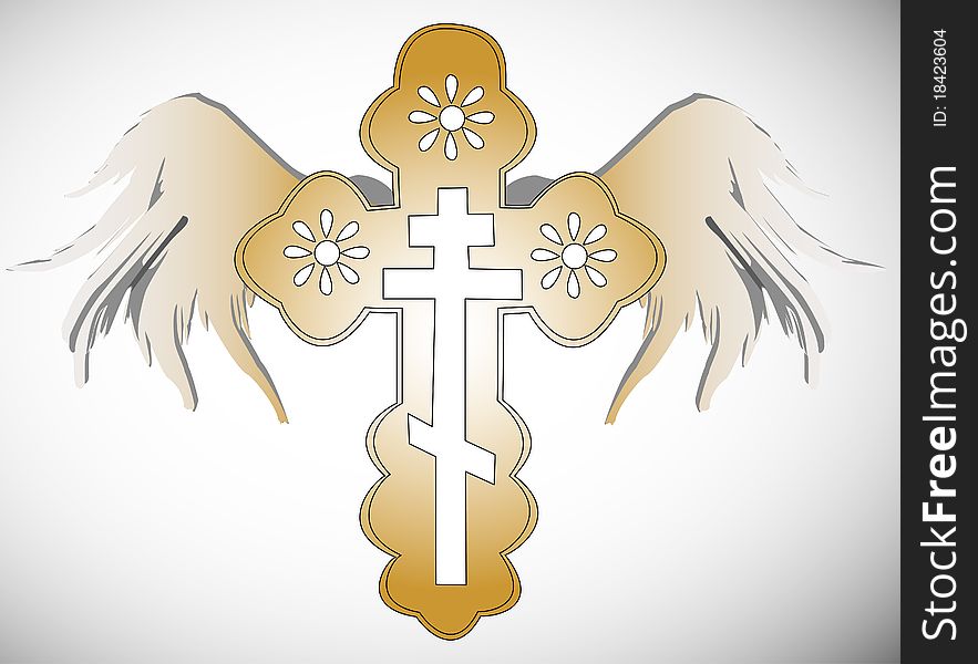 Tatoo cross with wings illustration