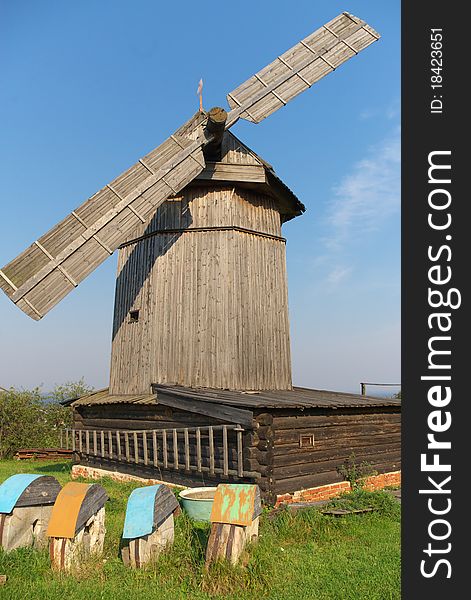 Old wooden windmill