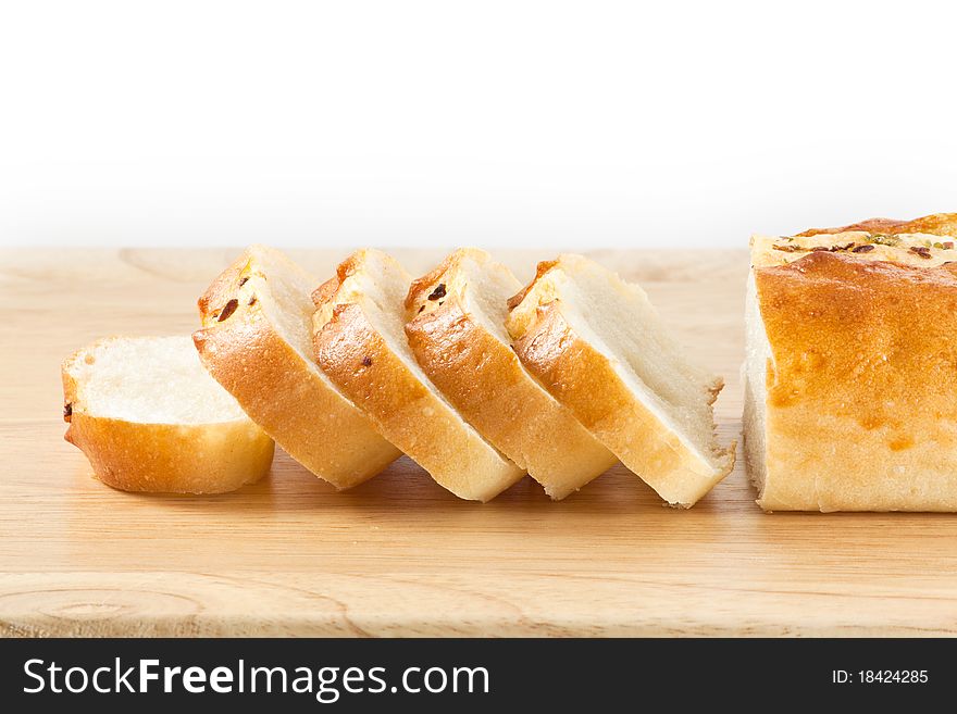 Stack of Garlic bread on wood cut board