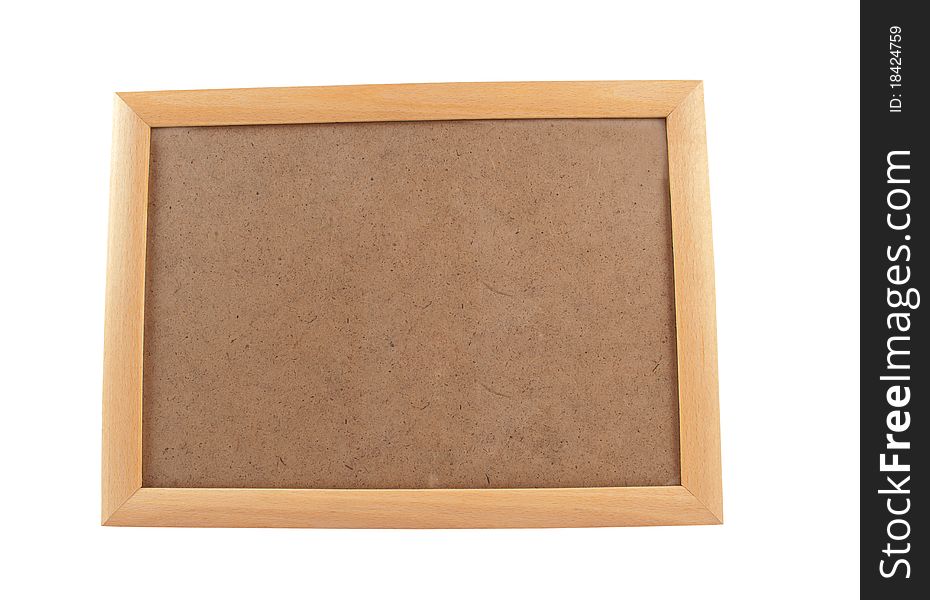 Wooden frame on white background