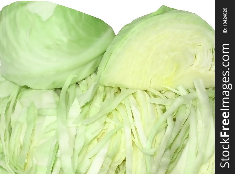 Cabbage fresh, green, cut on slices. Cabbage fresh, green, cut on slices