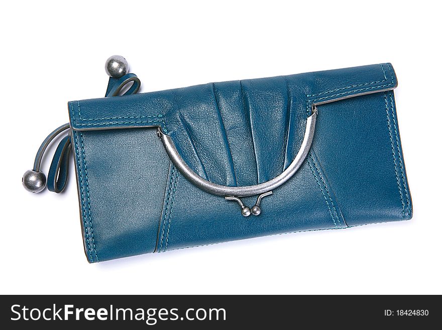 Woman blue bag accessory isolated on white background