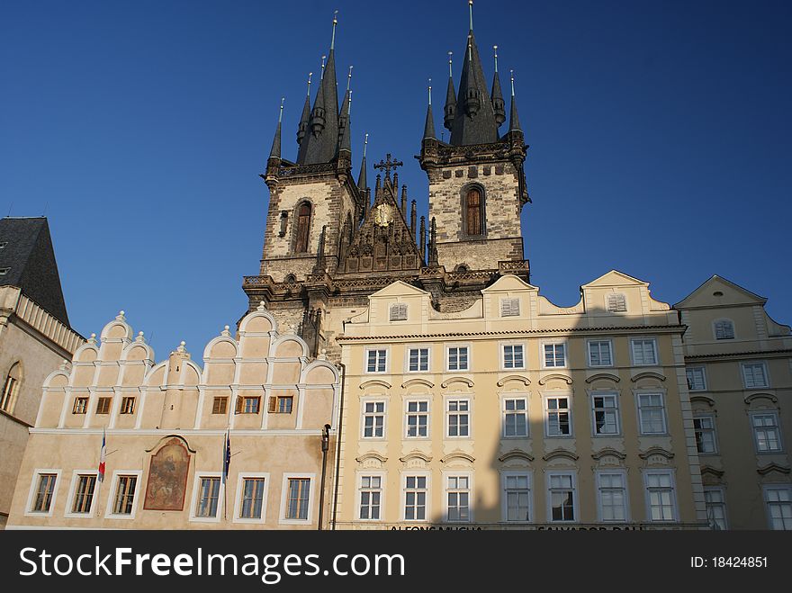 View Of Old Town Square Mansions In Prague
