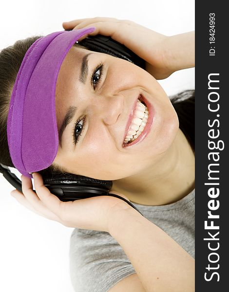 Nice teenage girl , with her headset