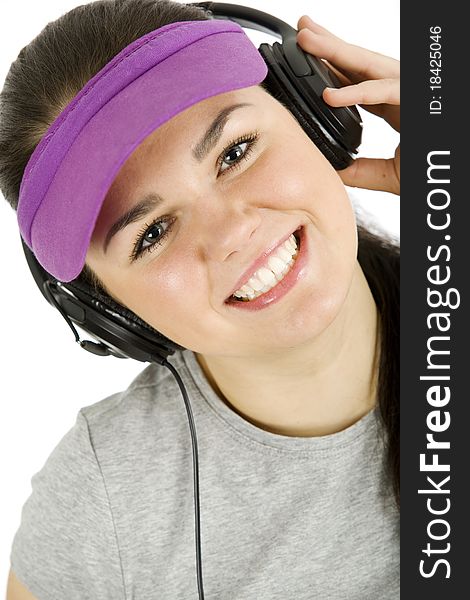 Nice teenage girl, with her headset