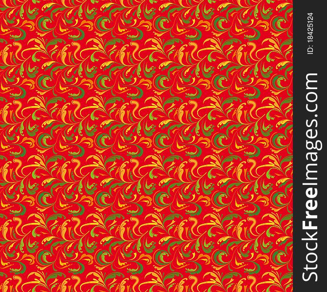Seamless floral background in red