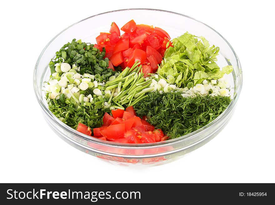 Salad in a glass dish