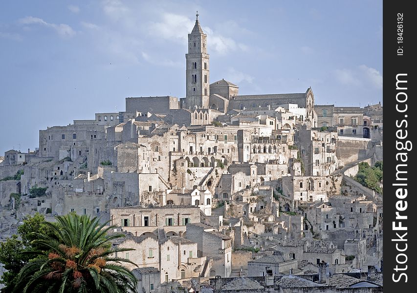 The old town of Sassi with palm in south Italy