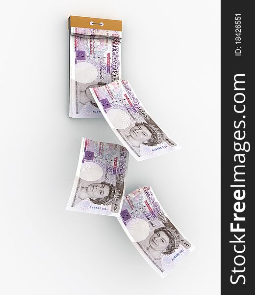 Tear-off calendar consisting of GBP banknotes