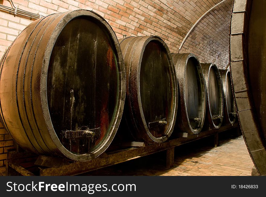 Huge barrels for storing wine on Low Carpathian Wine Route, Slovakia