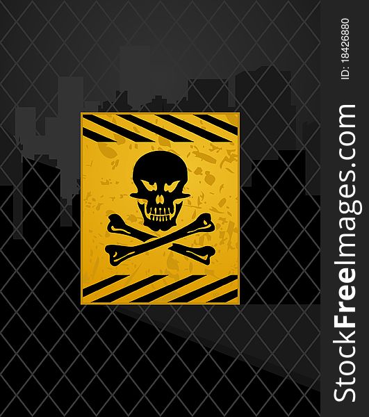 Prohibited zone behind a fence. A illustration