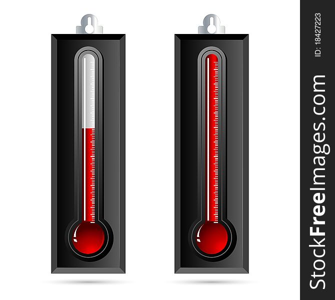 Illustration of pair of thermometer on white background