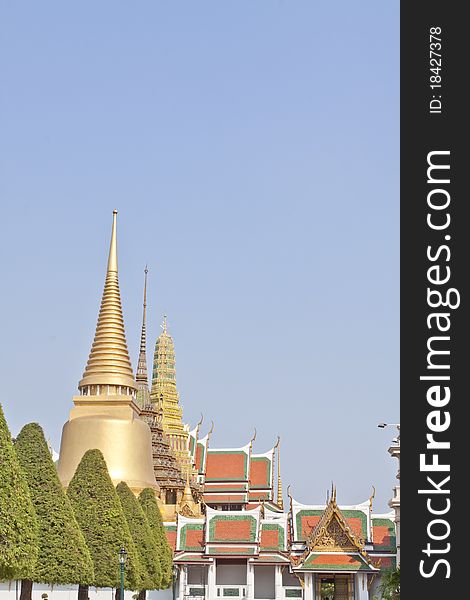 Grand Palace and Emerald Buddha Temple in Bangkok, tourist destination, Thailand. Grand Palace and Emerald Buddha Temple in Bangkok, tourist destination, Thailand