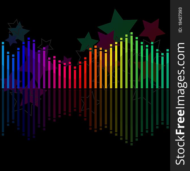 Many colored modern equalizer on black background. Many colored modern equalizer on black background