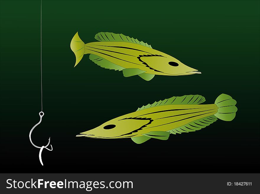 Vector illustration of two fishes under the water