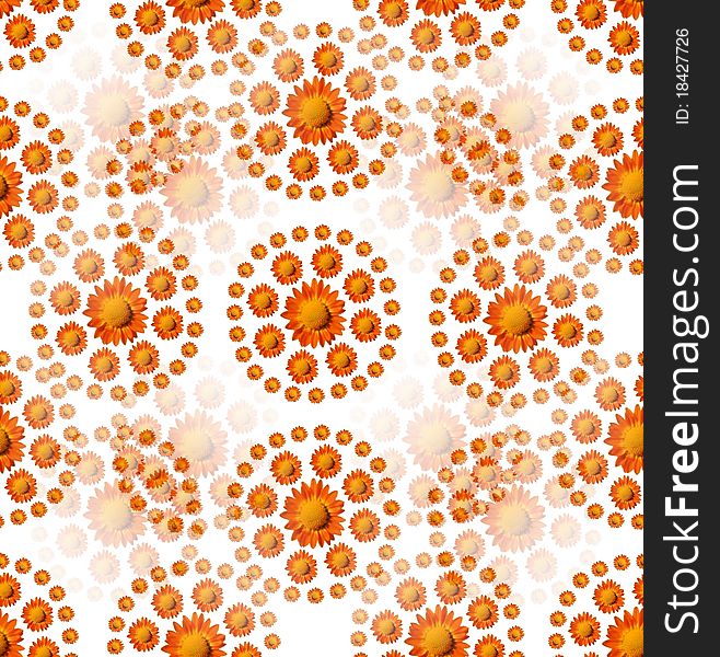 Orange mum flower of different sizes formed into circular designs. Orange mum flower of different sizes formed into circular designs.