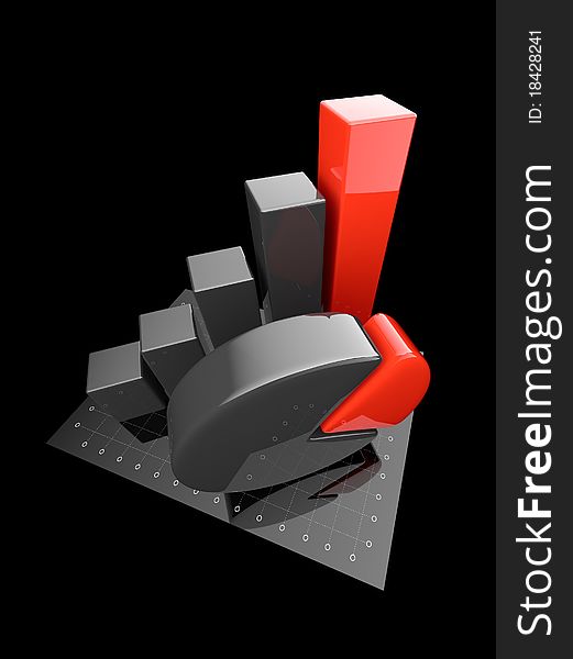 Business chart 3d. Isolated