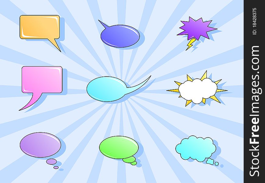 Vector collection of the different colored cartoon bubbles. Vector collection of the different colored cartoon bubbles
