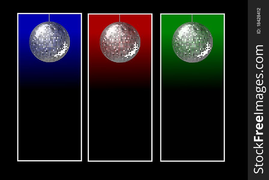 A set of sparkle balls on a black background