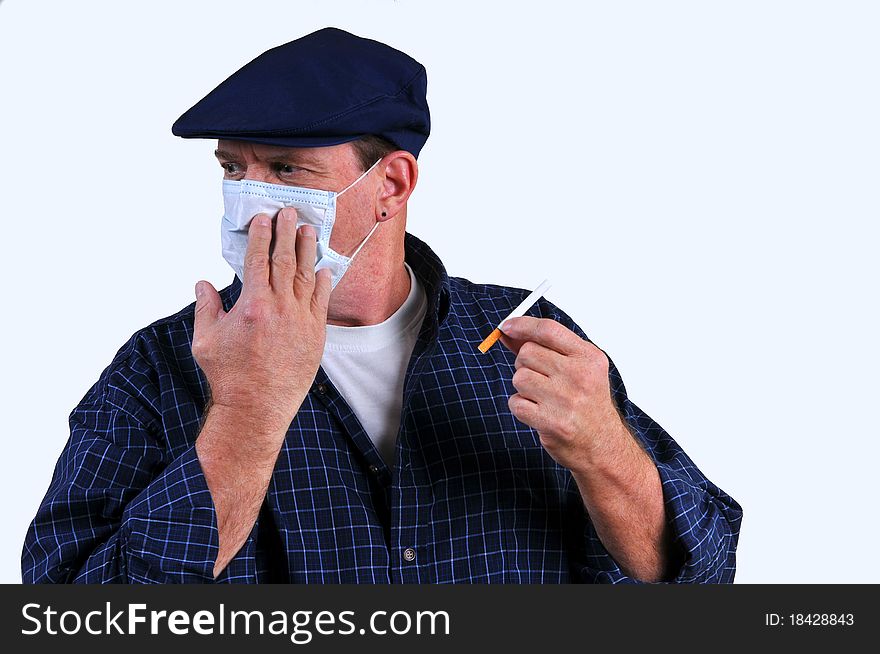 Man  turning away from cigarette