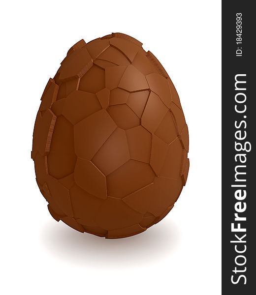 Chocolate egg over white background, 3d render
