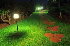 Walkway Stones On A Grass Pathway Royalty Free Stock Photography Walkway Stones On A Grass Pathway Royalty Free Stock Photography