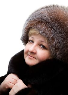 Beautiful Woman Wearing In Fur Hat And In Fur Coat Stock Photos Beautiful Woman Wearing In Fur Hat And In Fur Coat Stock Photos