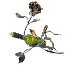 Metal Rose And A Bottle Of Wine Stock Images Metal Rose And A Bottle Of Wine Stock Images