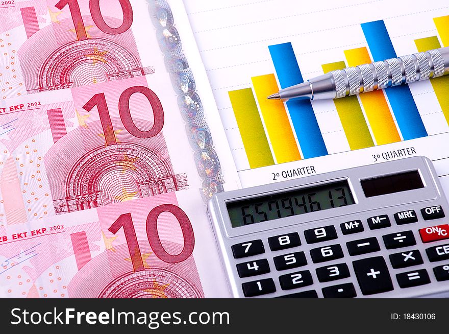 Financial Analysis with charts of progreso in industry with the European currency. Financial Analysis with charts of progreso in industry with the European currency