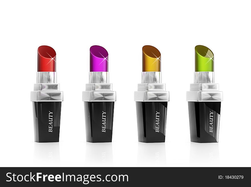 A set of colorful lipsticks isolated on a white background. A set of colorful lipsticks isolated on a white background