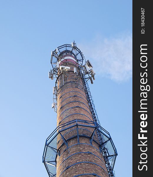 Brick Chimney With Suspended Its Antennas