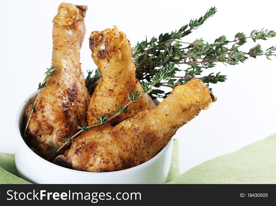 Roasted chicken legs with thyme