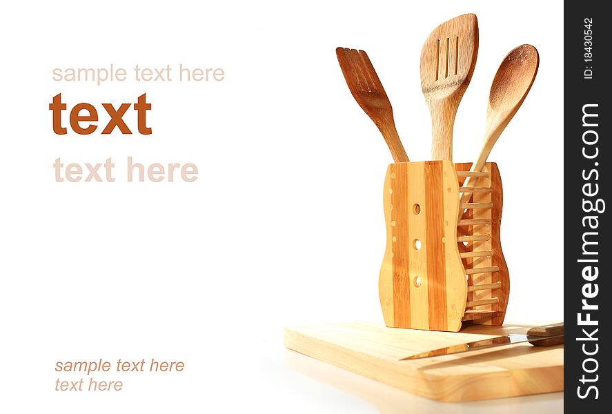 Kitchen utensil. Set of kitchen utensil made from wood.