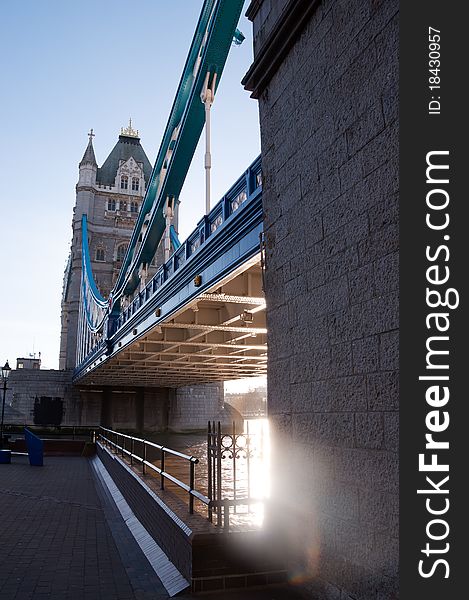 View of Tower Bridge over the River Thames in London, England. View of Tower Bridge over the River Thames in London, England