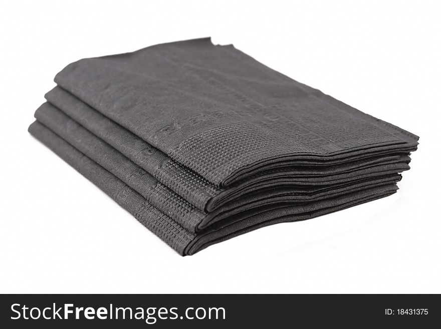 Black paper tissues isolated on white background