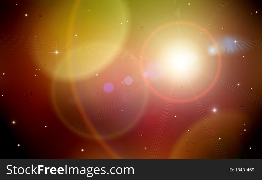 Universe deep space and bright light background composition