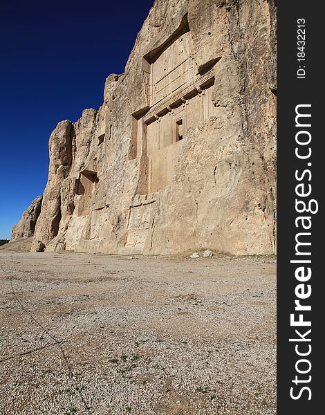 NAQSH-E ROSTAM - Grave of king Daeiros and Xerxs carved in rock near Persepolis