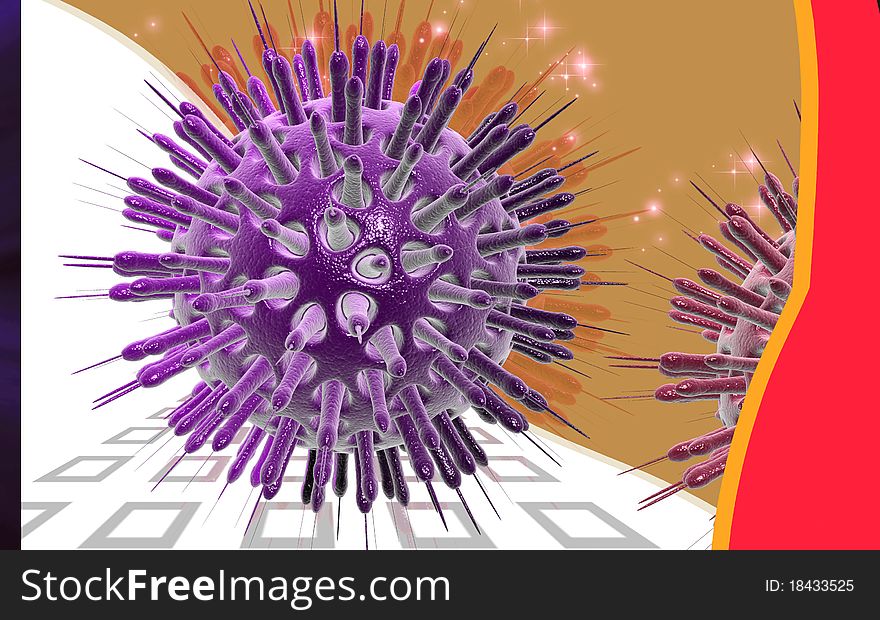 Digital illustration of VIRUS in 3d on digital background
