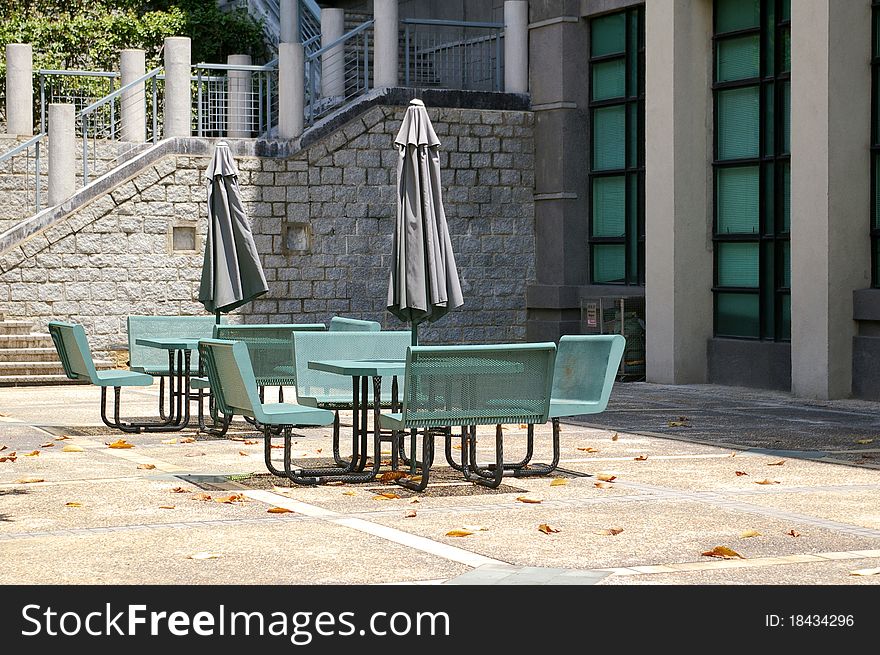 Chairs in a modern garden