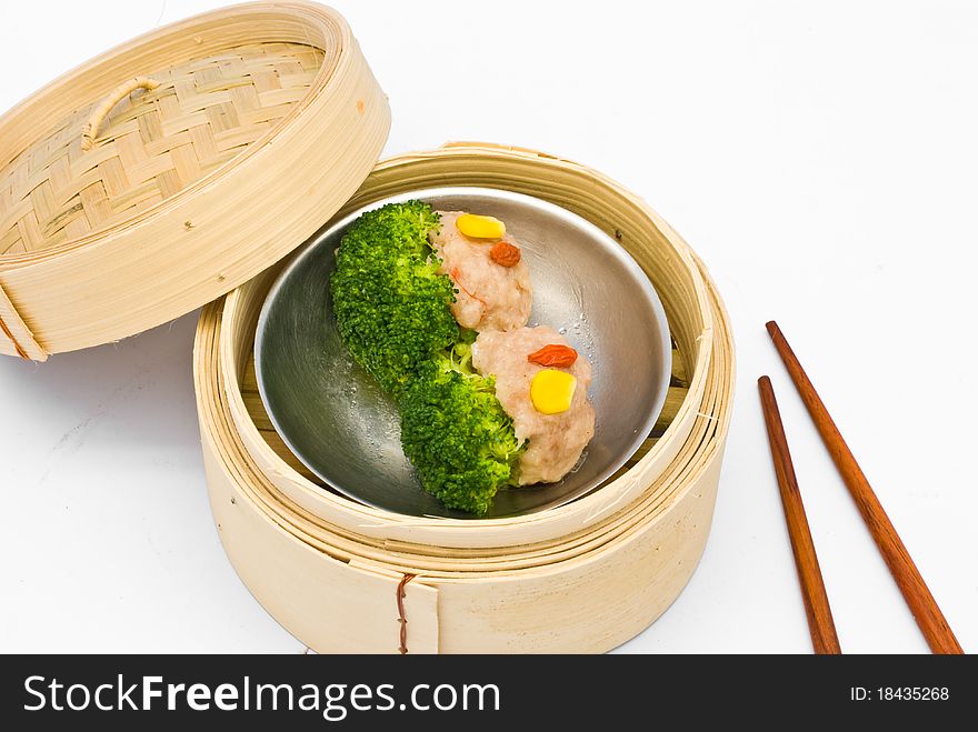 Chinese steamed dim sum broccoli