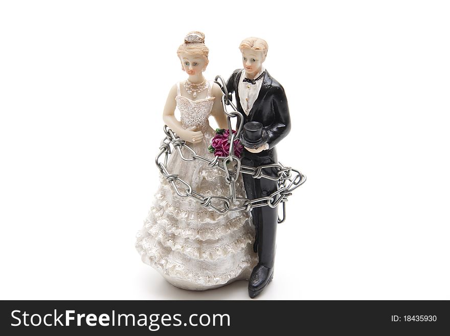 Bridal couple bound with chain. Bridal couple bound with chain