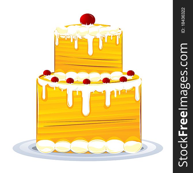 Illustration of birthday cake on white background