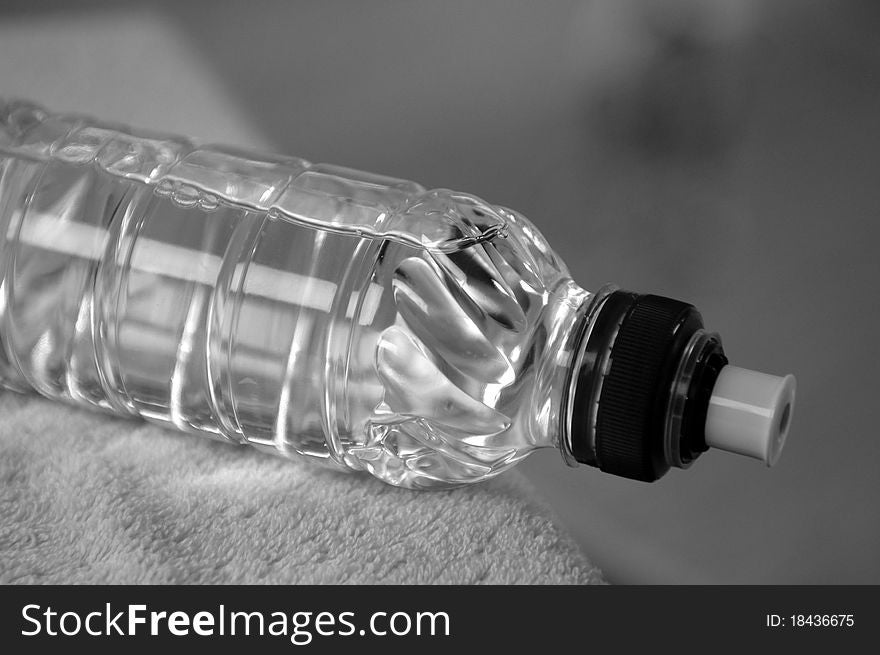 Bottle of sport water in black and white