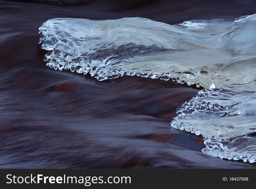 Melting ice piece on the river in spring. Melting ice piece on the river in spring