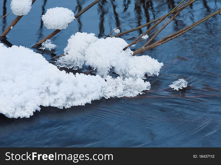 Melting ice piece on the river in spring. Melting ice piece on the river in spring